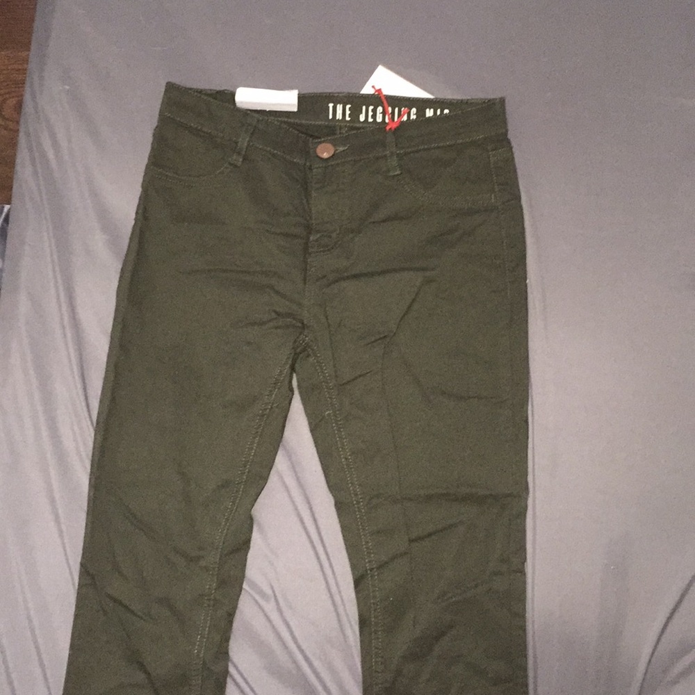 Dark green skinny jeans